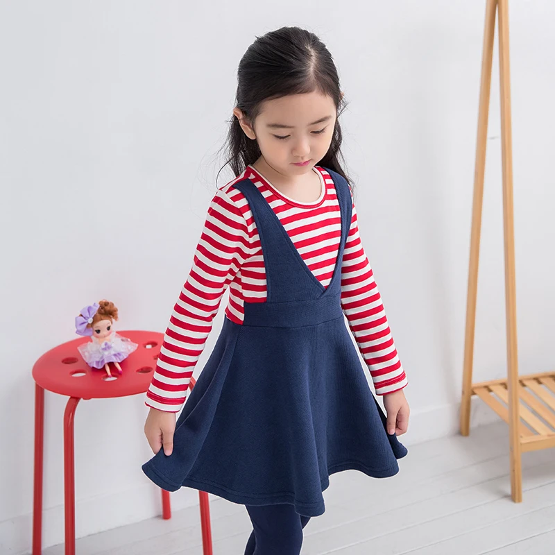 Girls spring autumn cotton dresss Design Stripe dress Children clothes