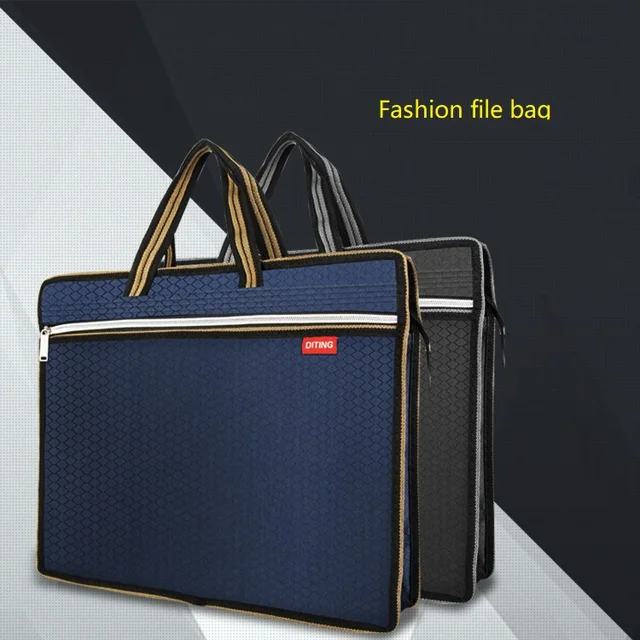 Портативная многослойная деловая сумка А4 на молнии для мужчин и женщин, портфель, холщовая офисная сумка для конференций, увеличенный размер 1