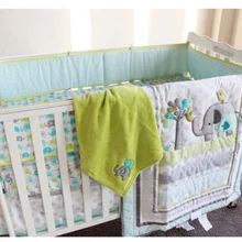 Комплект постельного белья для мальчиков из 8 предметов, слоны, детское одеяло, бампер, простыня, юбка для детской кроватки Набор для детской кроватки, органайзер для малышей, детские товары
