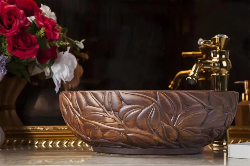 Europe Vintage Style Ceramic Art Basin Sink Counter Top Wash Basin Bathroom Vessel Sink vanities simple wash basin bathroom sink (2)