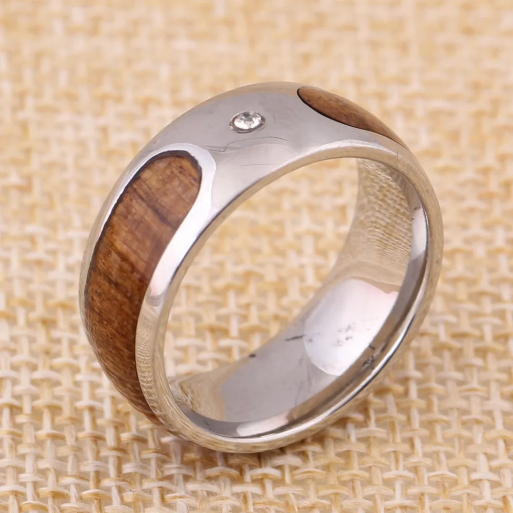 316l Stainless Steel Ring Men S Wedding Ring Retro Wood Grain