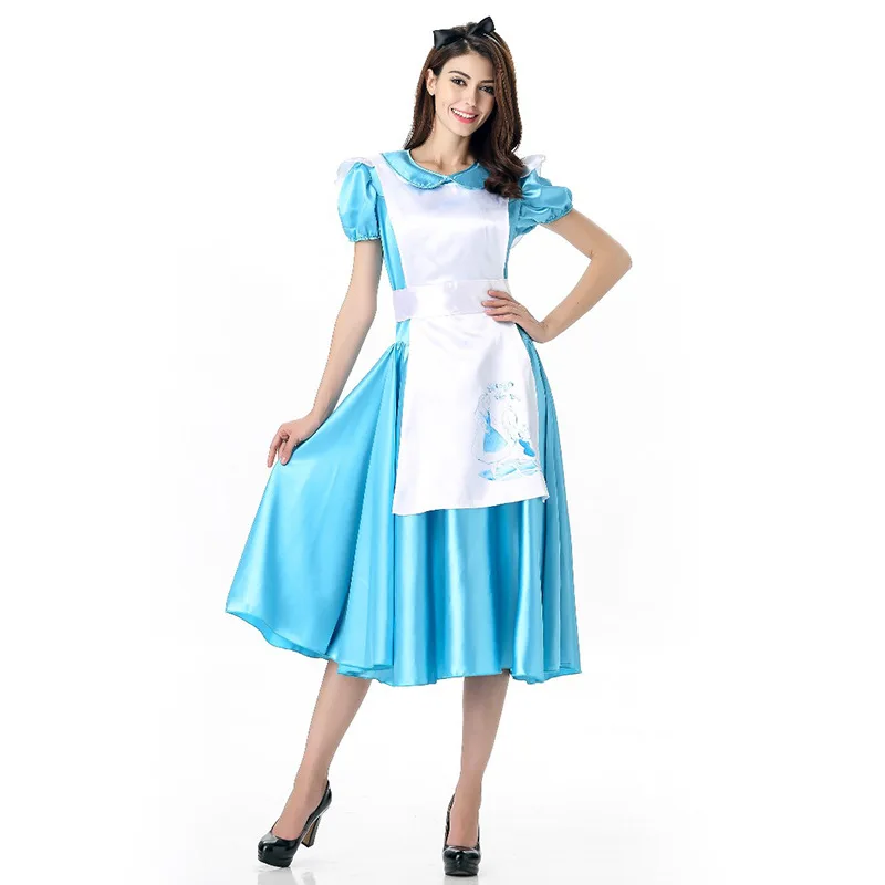 Umorden Deluxe классический синий костюм Алисы длинное платье для женщин подростков девочек Хэллоуин Алиса в стране чудес костюмы