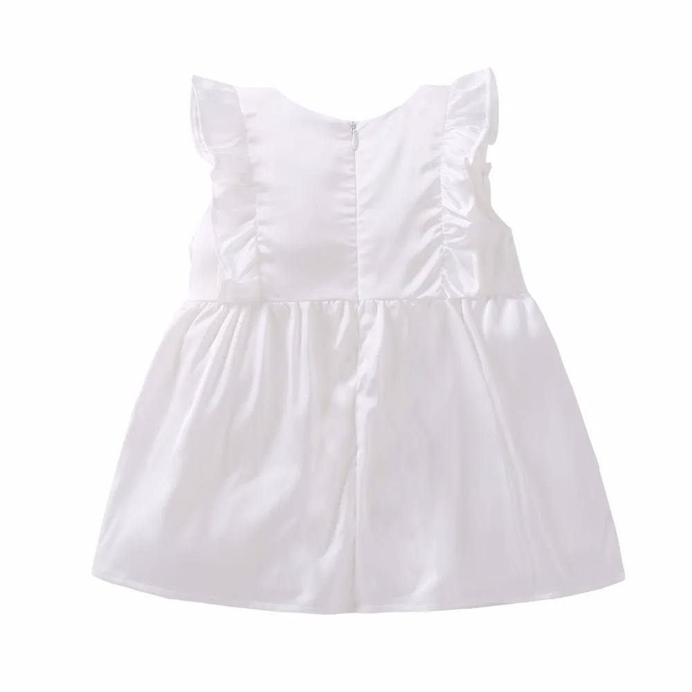 Summer Baby Girl's New Beautiful And Cute Fly Sleeved Vest Dress,2 colors, Big Red And Snow-White, With Bow Hair Band