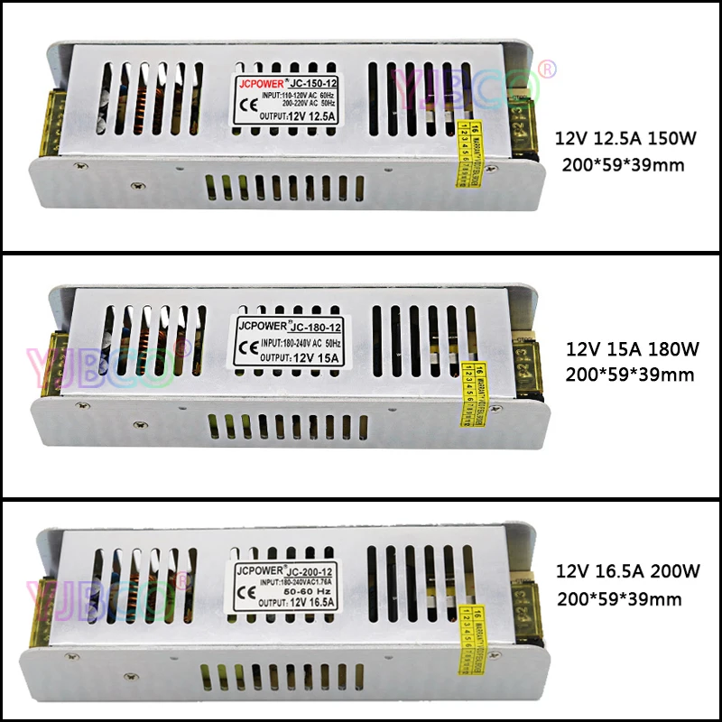 Длиннообразный тонкий DC12V трансформатор освещения 5A/8.5A/10A12. 5A/15A/16.5A/20A/30A импульсный источник питания для светодиодной полосы света