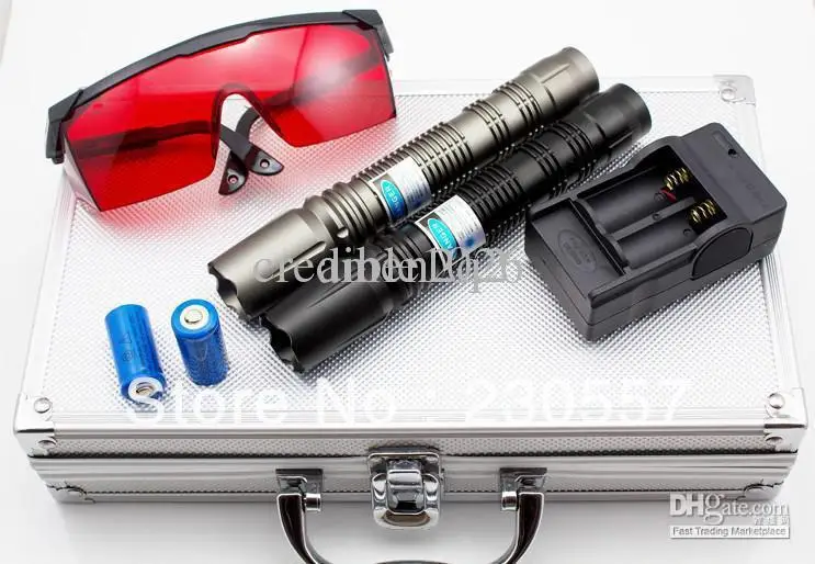 2015- Wholesale - 2pcs HIGH POWER 450nm 1000mw focus adjustable burning blue laser pointer FREE SHIPPING |