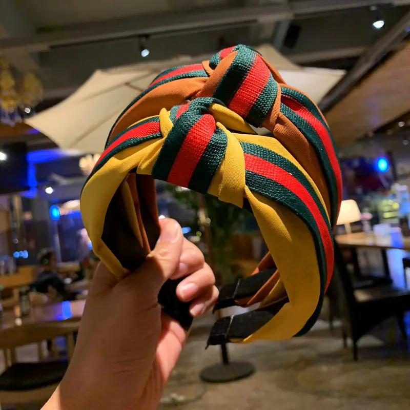 

For Women Girls Hairbands Turban Striped Hair Band Color Matching Headbands Knot Headwear 2019 New Arrival Hair Accessories