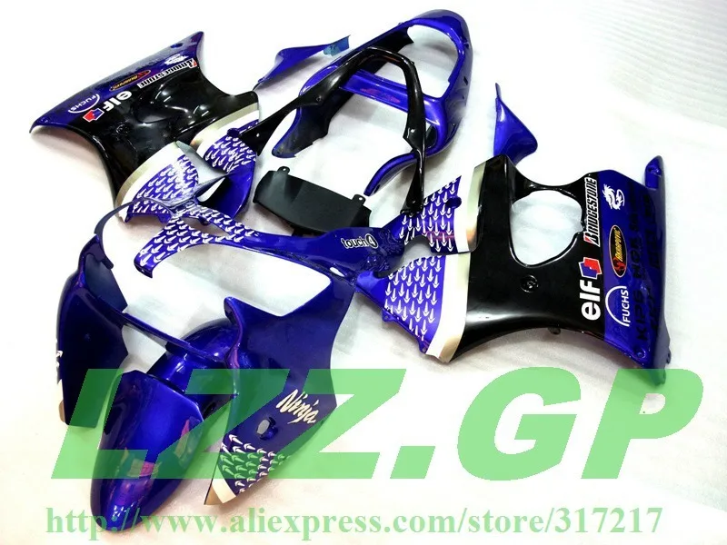 Черно-голубые Обтекатели для ZX 6R 636 00 01 02 ZX-6R 00-02 ZX6R 2000 2001 2002 комплект обтекателей c411