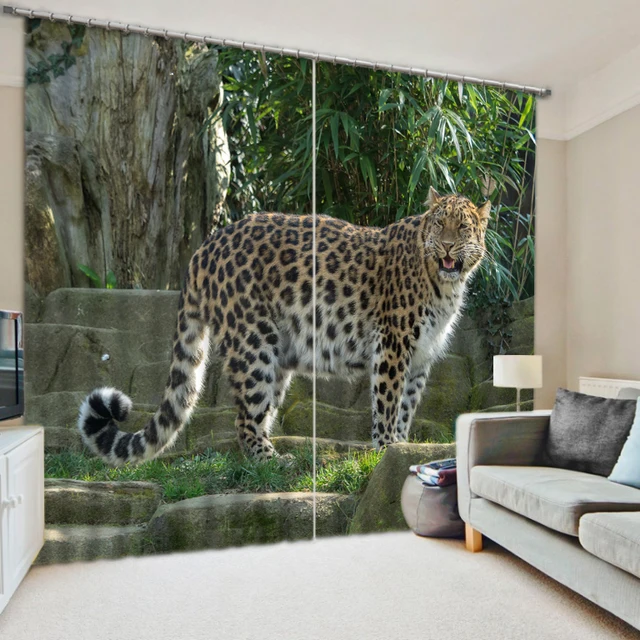 3D Leopard In The Zoo Bedding Room Living Room Window Curtains-in ... 3D Leopard In The Zoo Bedding Room Living Room Window Curtains-in ...