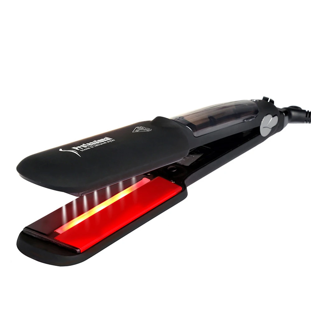 MMFC-2Inch паровой выпрямитель для волос инфракрасный расческа для волос прямой паровой анион - Цвет: Black AC220V Eu Plug