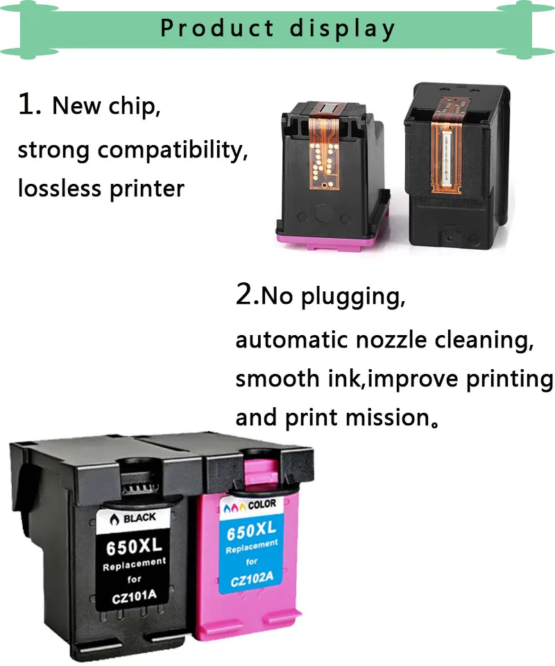 Substituição do Cartucho de Tinta para hp 650 para hp Deskjet 1015 1515 2515 2545 2645 3515 4645 Printer Ylc 650xl 650 xl hp 4 hp 650xl Deskjet 1015 1515 2515 2545 2645 3515 4645 Printer