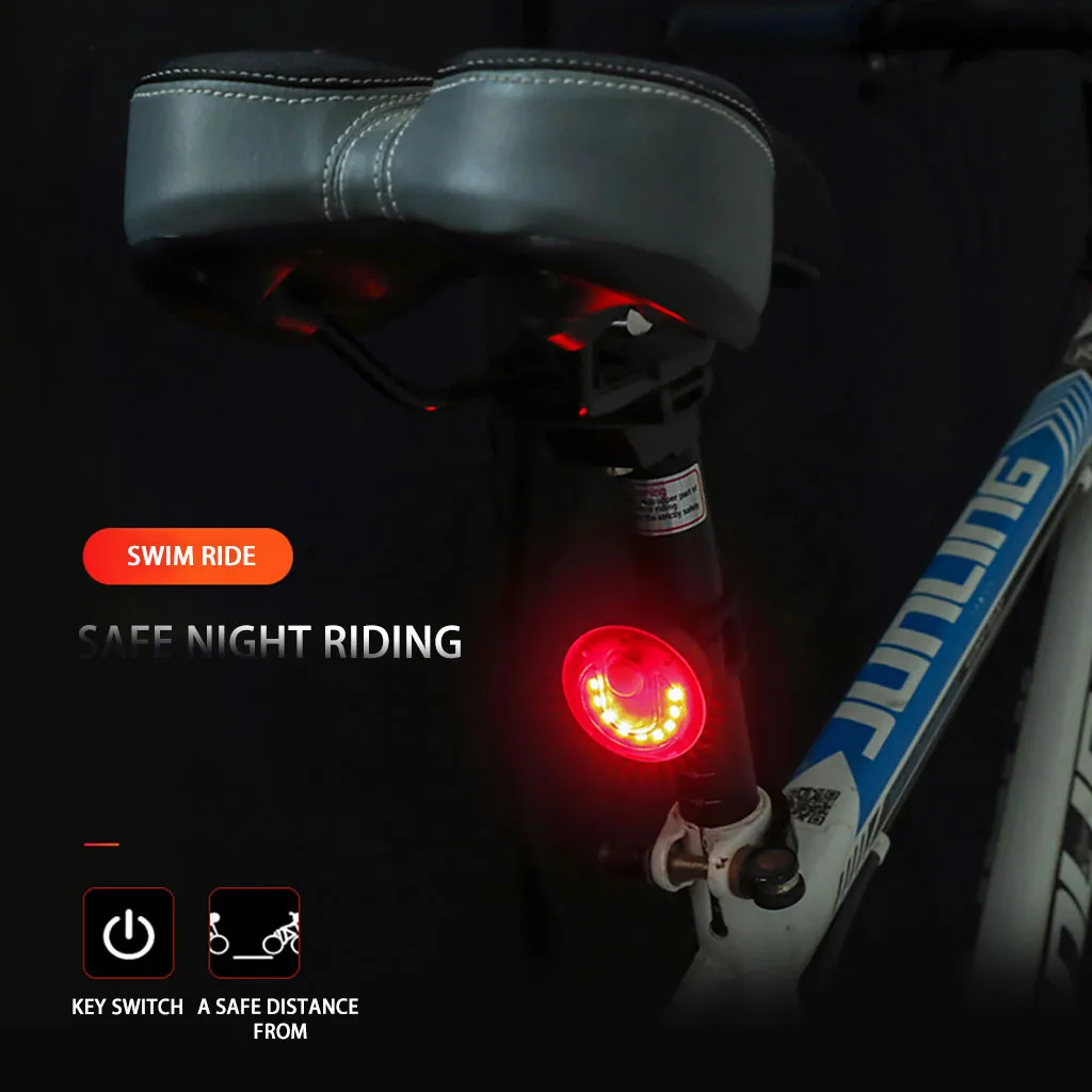 Bicycle Rear Lights Rechargeable Bike Tail Light LED Warning Safety Smart Lamp 
