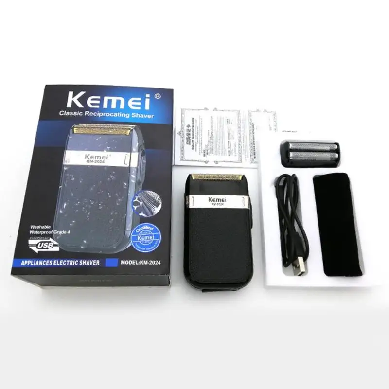 KEMEI KM- электробритва с зарядкой от usb для мужчин, возвратно-поступательное лезвие, бритва, моющаяся бритва, триммер для бороды, станок для бритья