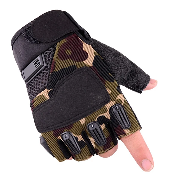 Мужские перчатки для тренажерного зала с полупальцами, военные армейские тактические противоскользящие перчатки для спорта на открытом воздухе, женские перчатки без пальцев - Цвет: Camouflage