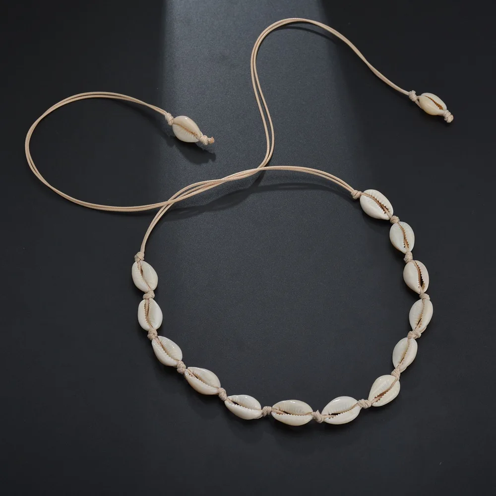 Bohemian Leisure Shell Rope Necklace Women Handmade Seashell Short ...