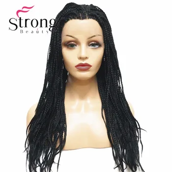 StrongBeauty Twist Braid Lace Front Long Black Wig Synthetic Braided Box Braids wigs for women StrongBeauty Twist Braid Lace Front Long Black Wig Synthetic Braided Box Braids wigs for women