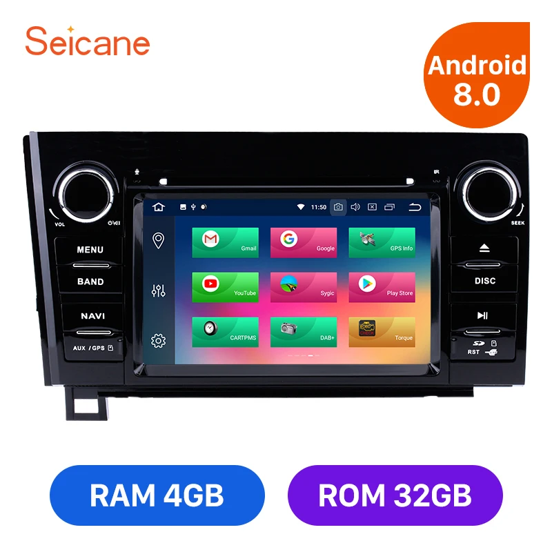 

Seicane 2 Din 8-core Android 8.0 GPS Bluetooth Car DVD Radio for 2006-2013 Toyota Tundra with WiFi Mirror Link support DVR 1080P