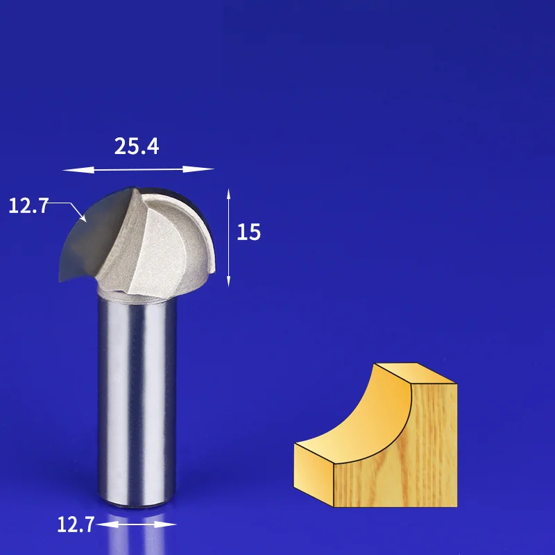 6,35 мм и 12,7 мм-1 шт., твердый карбид cnc деревообрабатывающий вставной маршрутизатор бит, круглое дно Древесины Гравировальный фрезерный резак, MDF Концевая мельница - Длина режущей кромки: 12.7 x 25.4