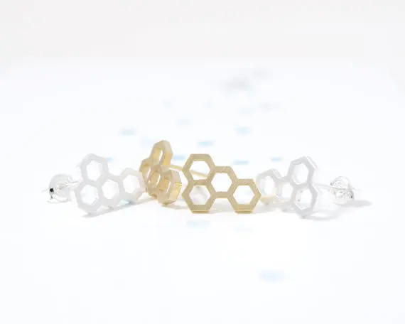 10 шт./партия, женские модные сексуальные золотые/серебряные/розовые сотовые серьги-гвоздики оптом ED039