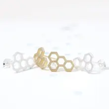 10 шт./партия, женские модные сексуальные золотые/серебряные/розовые сотовые серьги-гвоздики оптом ED039