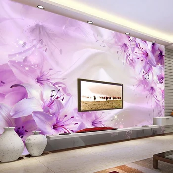 Custom 3D Photo Wallpaper Simple Modern Lily Flower TV Background Murals For Living Room Bedroom Wall Mural Wallpaper Decor photo wallpaper europe the united states wind retro old wooden box tv wall custom living room bedroom wallpaper mural