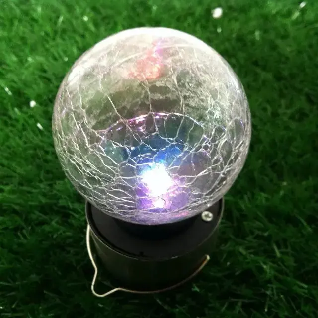 Chiclits LED Solar Powered Glass Ball Lamp Crack Solar Hanging Crackle Ball Light for Garden Decoration Night lighting (5)