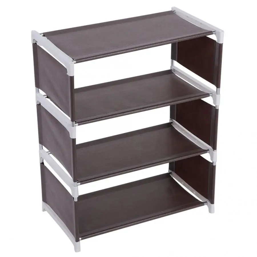 4 Tiers Shoes Rack Assembled Stainless Steel Shoes Storage Cabinet Dustproof Shoes Rack Shelf Stand Shoes Organizer