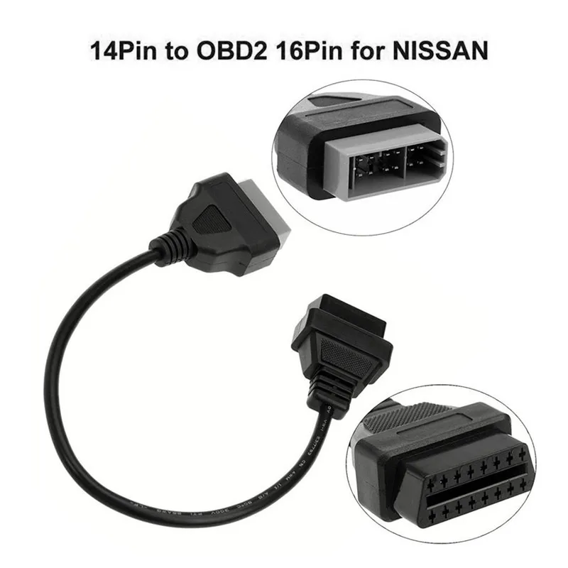 Новейший микро-usb адаптер! 14PIN папа к DLC 16PIN женский OBDII кабель 14 PIN к 16 PIN OBD2 адаптер OBD 2 Автомобильный диагностический разъем для Nissan