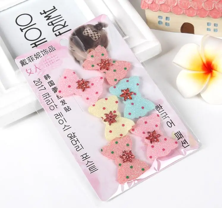 

6pcs/set Girls Front post hairpin stickers clip fixed seamless velcro bangs tassel Baby hair patch tiara hair accessories ladys