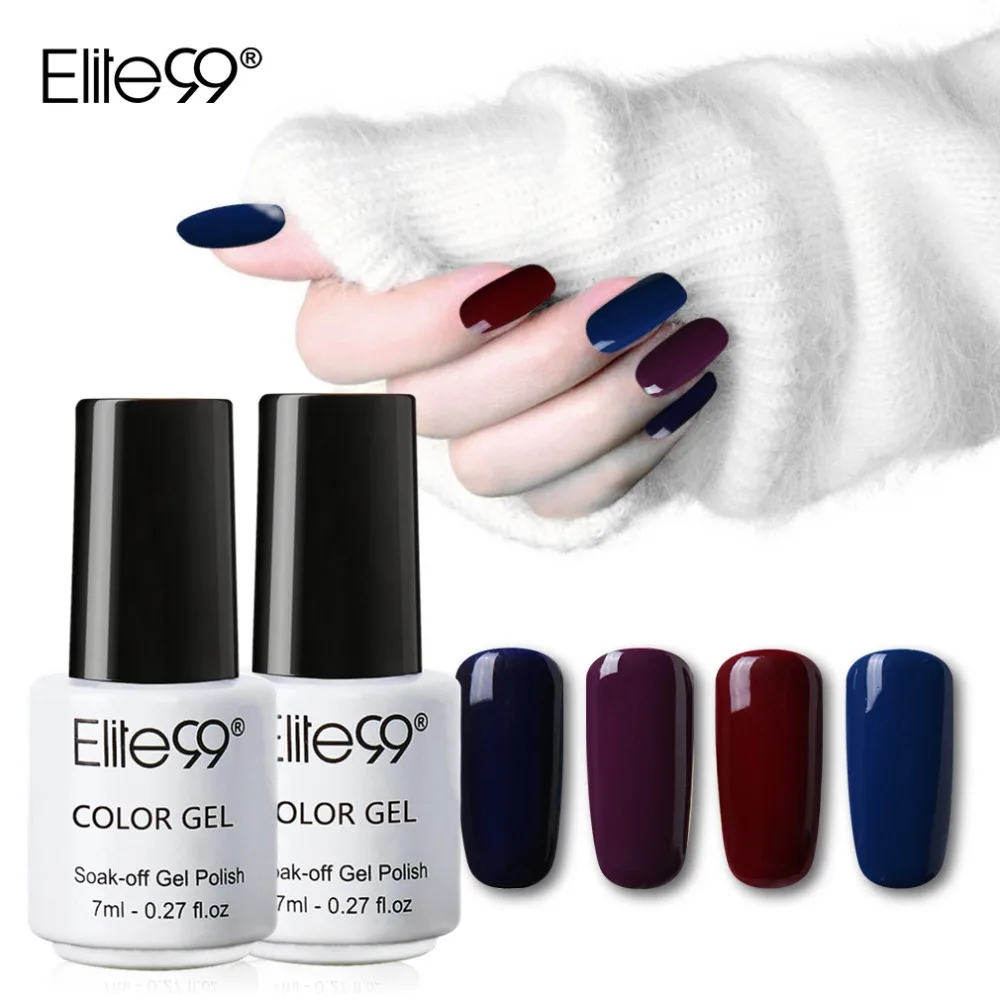 

Elite99 7ml Soak Off UV LED Nail Gel Polishes All Match Dark Color Primer Long Lasting Nail Art Gel Varnishes Pure Color
