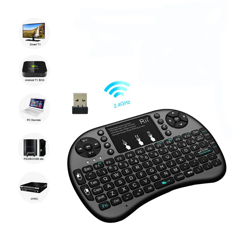 2.4GHz Black Rii Mini i8 Wireless Keyboard With Touchpad Teclado Mouse Combo For PC HTPC Smart TV Android TV Box Game Keyboards05