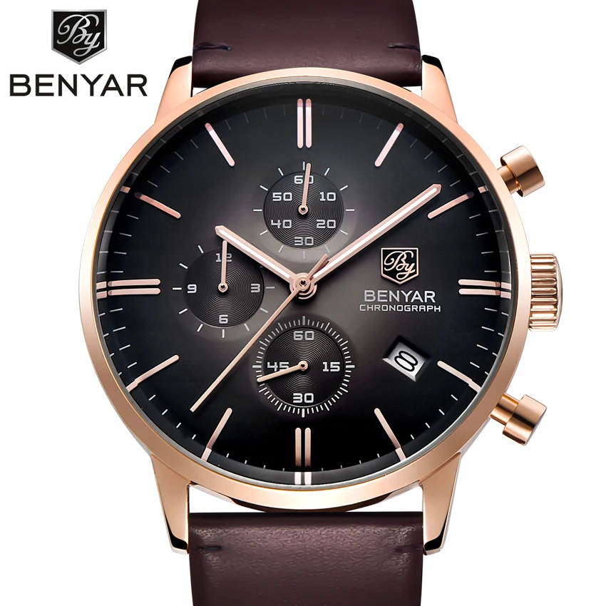 Beste Relogio Masculino BENYAR Chronograaf Mannen Militaire Heren Quartz Horloge Topmerk Luxe heren Klok Sport Polshorloge Mannelijke