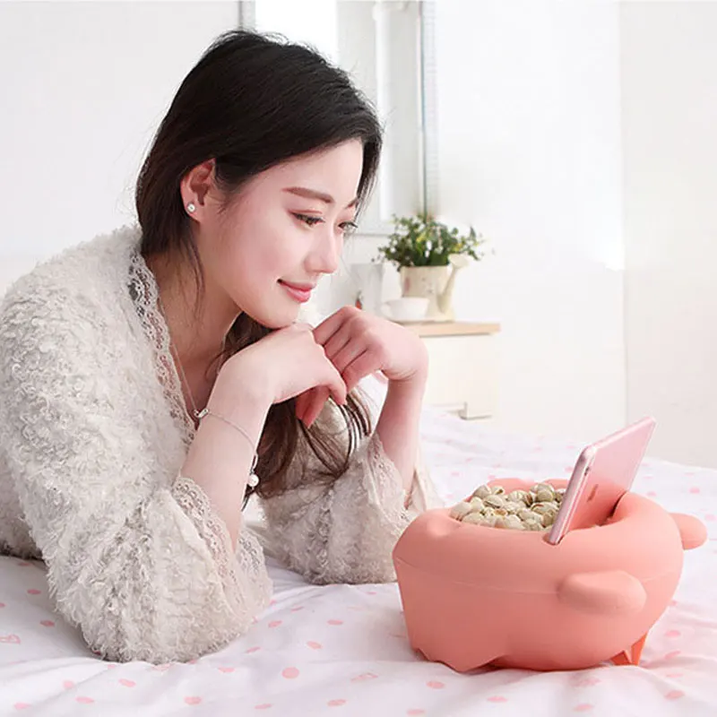 

New Plastic Double Layered Fruit Bowl special Dry Fruit Candy Snack Storage Box Plate Dish Tray With Mobile Phone Stents