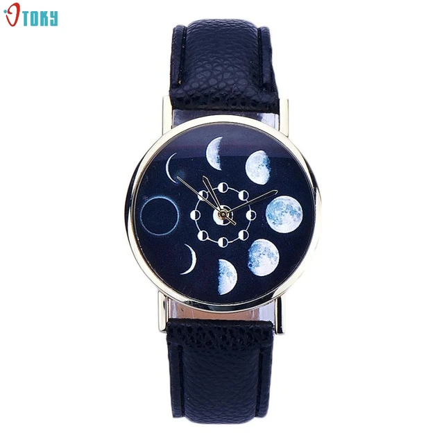 Relojes Mujer 2017 Dignity Women Watches Clock Lunar Eclipse Pattern Leather Ana Relojes Mujer 2017 Dignity Women Watches Clock Lunar Eclipse Pattern Leather Ana