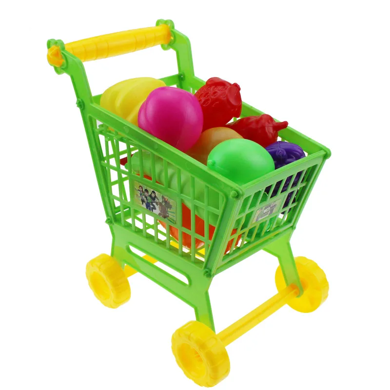 Притворяться, играть в игрушки Моделирование супермаркет корзина мини тележки с фрукты овощи Кухонные принадлежности набор игрушки подарки для детей