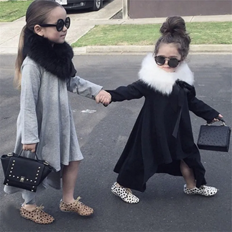 

Fashion Baby Girl Loose Long Sleeve Dress Tiered Full Girl Solid Dress For Kids Girls 2 Years Birthday Costume