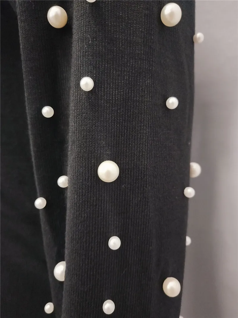 2018 autumn fashion pearls long tops and pants set-9