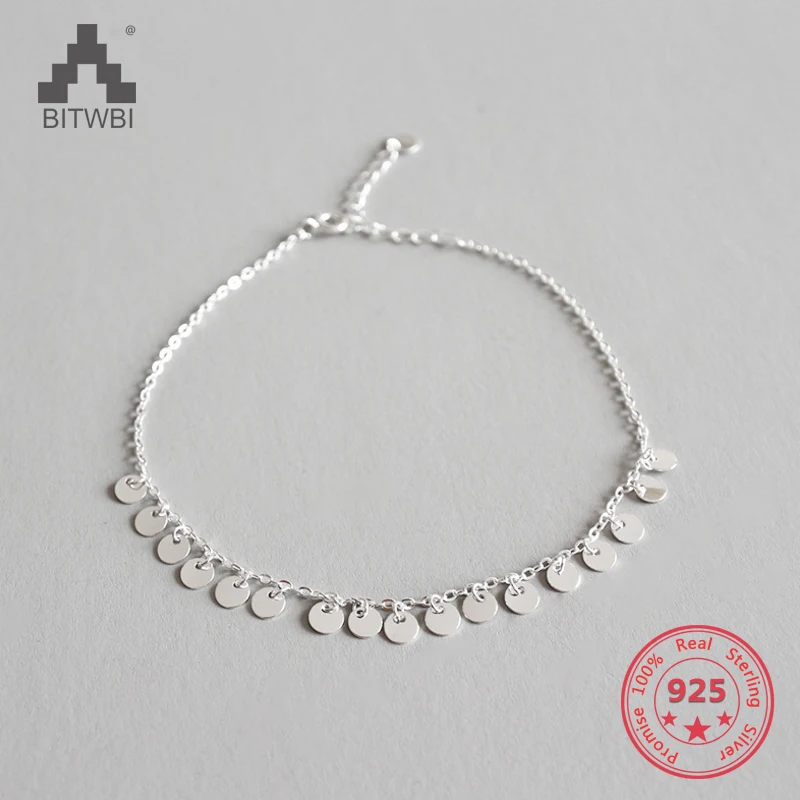 Новые 925 пробы серебряные блестящие круглые круги лодыжки браслет цепь ножные браслеты для женщин модные ювелирные изделия