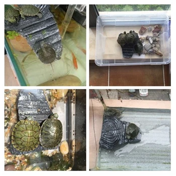 

Resin Turtle Amphibians Tortoise Basking Reptile Platform Tank Aquatic Water Rock Ladder Basking Island Climb