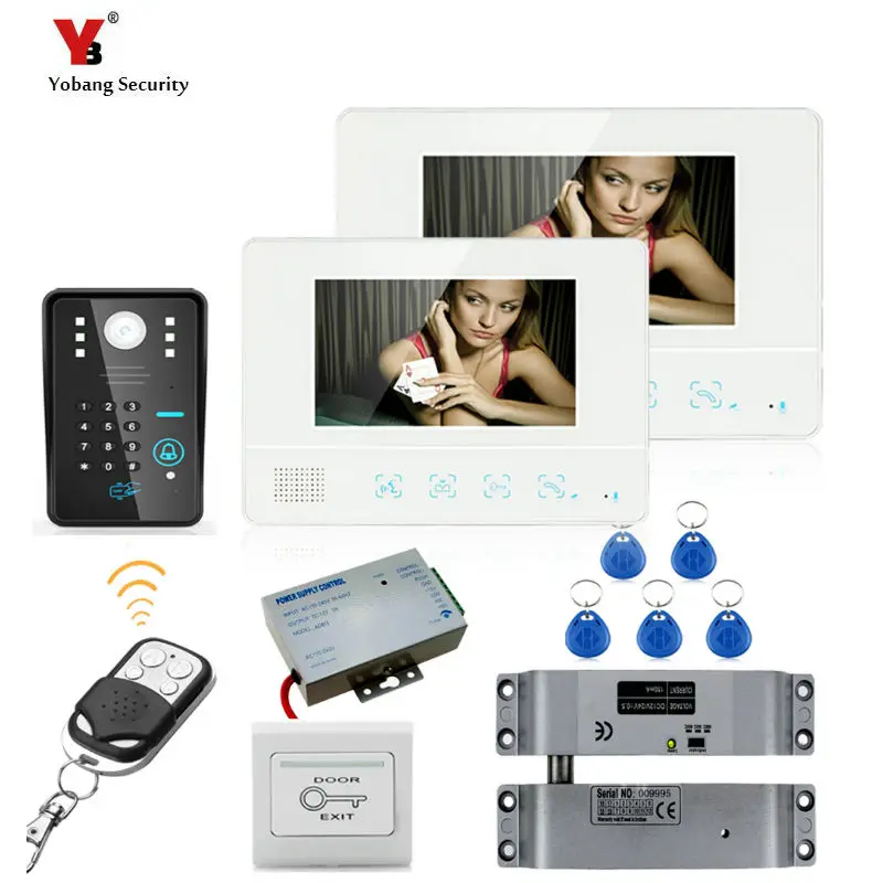 Видеодомофон Yobang Security с 7-дюймовым TFT сенсорным экраном домофон 1 камерой и 2