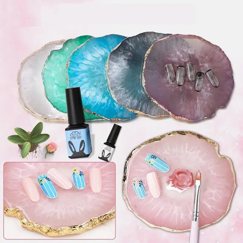 6 Color New Resin Nail Art Painting Gel Palette Golden Edge Polish