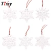 6PCS Christmas Snowflakes White&Red Wooden Pendants Ornaments DIY Craft Xmas Tree Ornament Christmas Party Decorations Kids Gift ► Photo 2/6