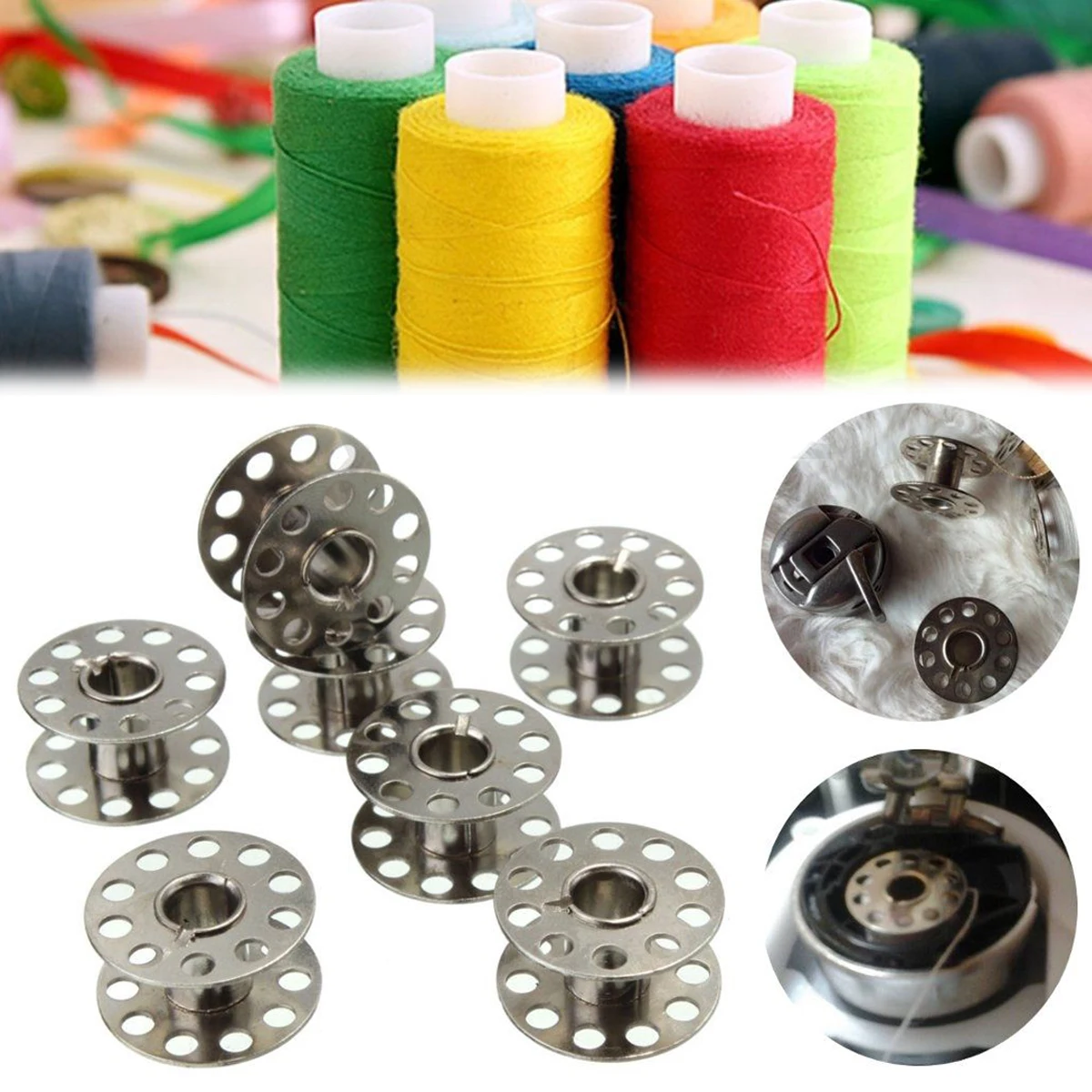 25pcs/box New Metal Bobbins Spool With 25 Grid Storage Box for Home Sewing Machine