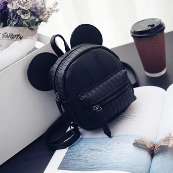

Mickey Backpack Sweet Fashion wild Women Backpack Bag PU Leather Mickey girl Cartoon Big Ears Small Mini Travel Shouder Bag