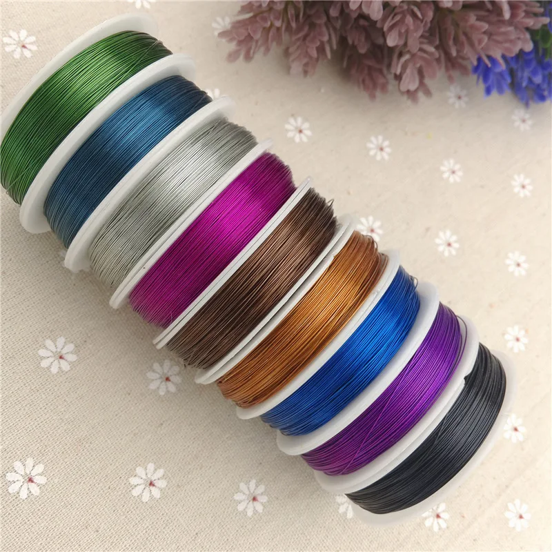 

1roll/lot 50meters/roll 0.4mm metallic thread string beads rope beading craft wire DIY Handmade Artificial Flower material