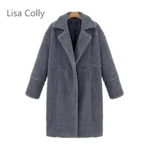 Lisa Colly, новинка, Женское зимнее пальто, женская длинная куртка, элегантное кашемировое пальто, пальто, женское, черное, серое, свободное, шерстяное пальто, верхняя одежда