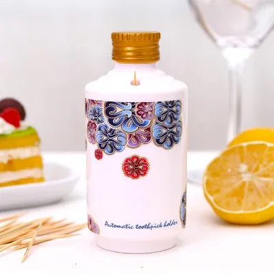 

Creative maotai wine bottle modelling press type automatic toothpick extinguishers toothpick holder 12*5.5*5.5CM