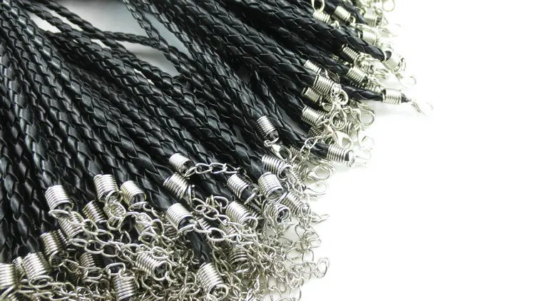 20 unids negro trenzado de cuero de la PU collar weave cadena complementos joyas cuerda accesorios joyas collares piezas
