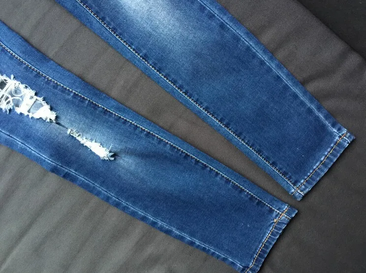 Высококачественные узкие джинсовые брюки для женщин, Узкие рваные потертые хлопковые джинсовые брюки-карандаш