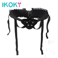 IKOKY Wearable Strapon Penis Bondage Strap On Dildos Bondage Lace Sex Toys for Women Lesbian Adult Products Female Masturbator