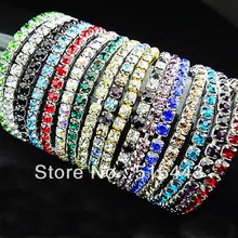 Большая рекламная акция, 12 шт, разноцветные чешские Стразы, тянущиеся браслеты для девушек и женщин,, модные ювелирные изделия, A-108